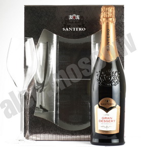 Santero Brut gift box with 2 glasses шампанское Сантеро брют п/у + 2 бокала