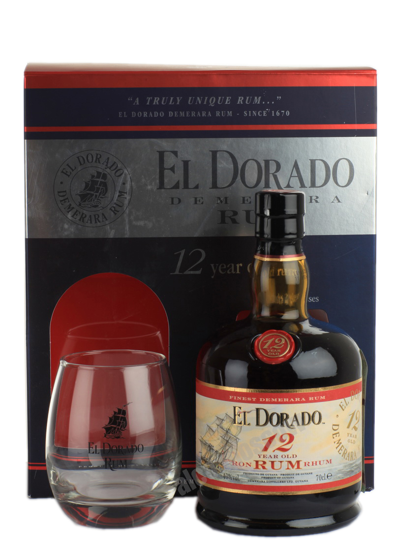 El Dorado Ром Элс Дорадо 12 лет с двумя бокалами